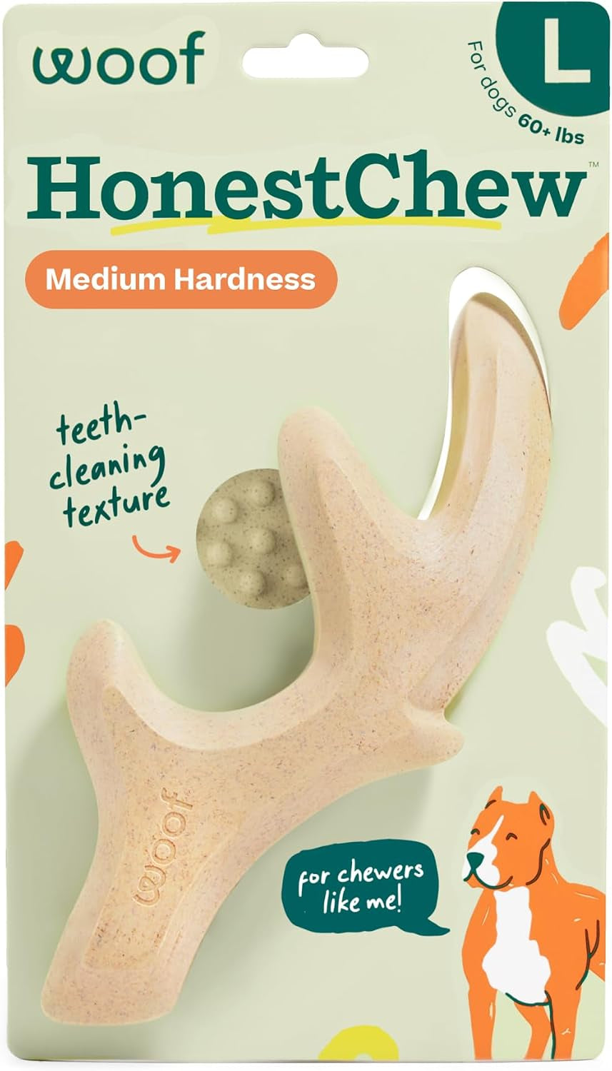 woof-honestchew-antler-dog-chew-toy-for-dogs-25-60-lbs-includes-antler-infinity-plant-based-materials-splinter-resistant-durable-chews-supports-dental-care-gift-ready-set