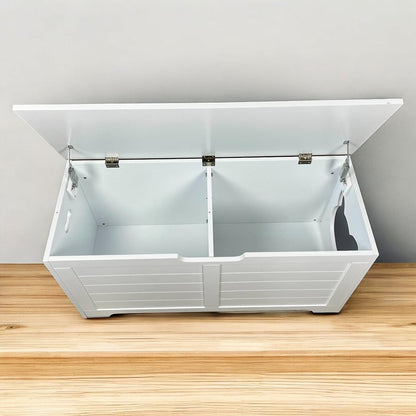39.4" Cream White Cat Litter Box Enclosure Furniture, Hidden Litter Box Cover with Storage Platform, Indoor Cat Washroom & End Table for Large Cats4
