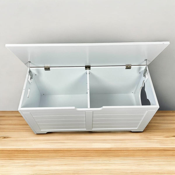39.4" Cream White Cat Litter Box Enclosure Furniture, Hidden Litter Box Cover with Storage Platform, Indoor Cat Washroom & End Table for Large Cats4