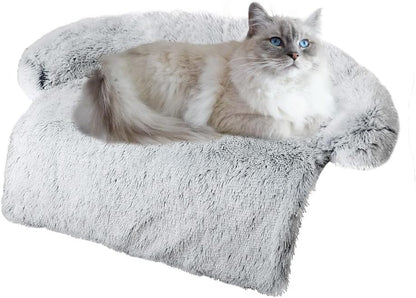 Calming Dogs/Cats Bed Mats, Dog Pad Washable Removable Couch Cover, Plush Long Fur Mat for Pets, Waterproof Lining, Perfect for Small, Medium and Large Dogs and Cats (Gradient Gray, 36"X31")36