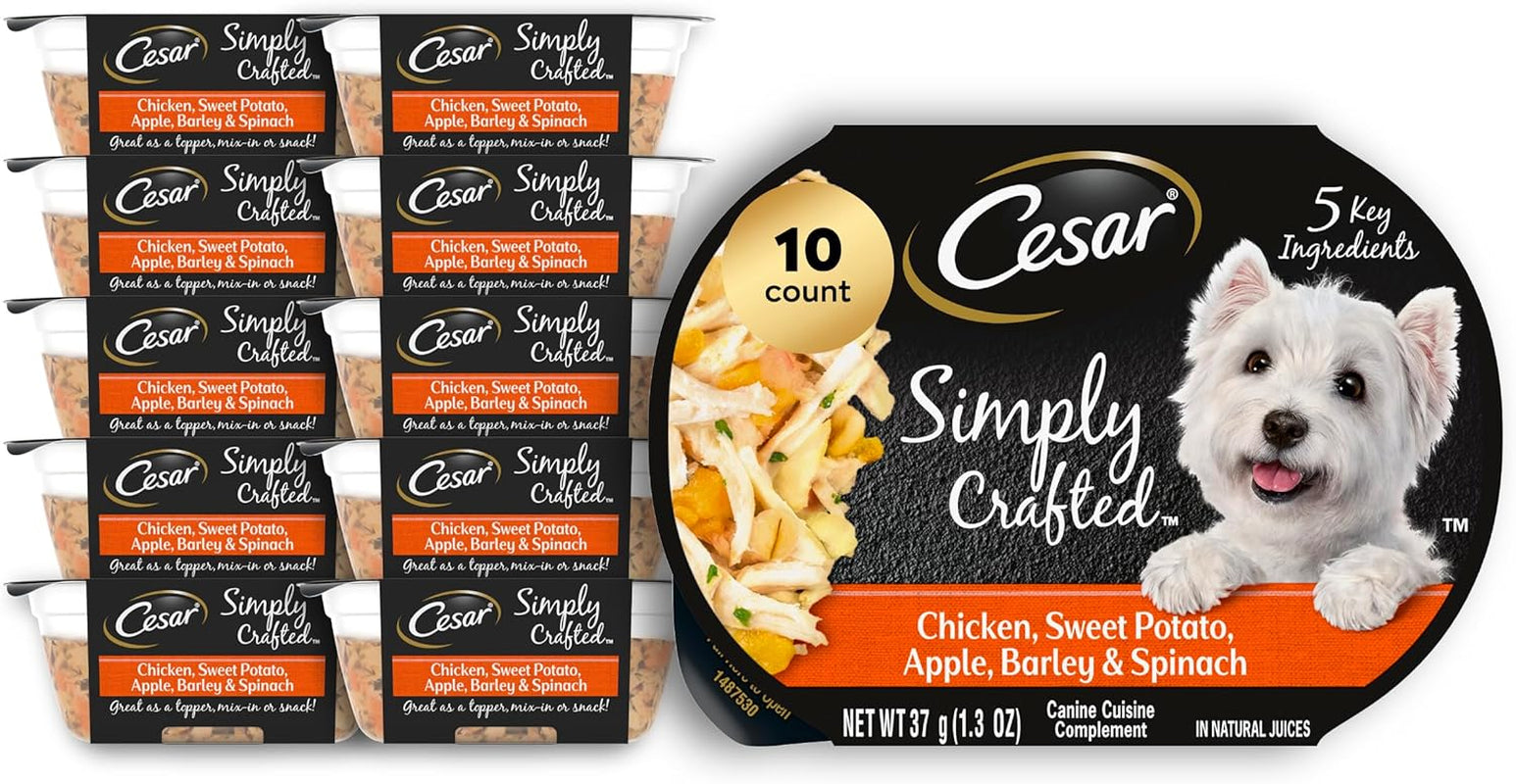 cesar-simply-crafted-wet-dog-food-toppers-chicken-1-3-oz-10-count-real-chicken-1-ingredient-no-by-products-or-artificial-flavors-slow-cooked-easy-to-digest-single-serve-tubs