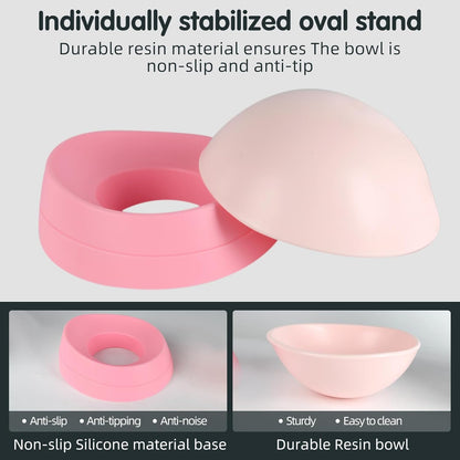 Bulldog Bowl Anti-Slip Dog Cat Dish Detachable Rubber Dog Bowl Pet Sterile Tilted Pet Feeder Slope Base ，Pink：2 Cups6