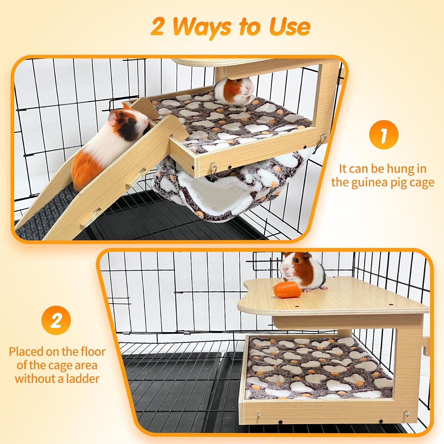 guinea-pig-hideout-natural-wood-removable-guinea-pig-bed-small-animal-habitat-with-hanging-hammock-staircase-cushion-suitable-for-small-animals-to-hide-rest-play