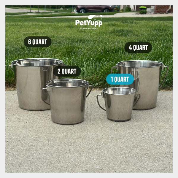 Heavy Duty Stainless Steel Bucket, 1 Quart – Durable Small Metal Bucket for Feeding, Watering Pets & Cleaning – Perfect for Kennels, Critter Crates, Cages and Hanging on Fences6