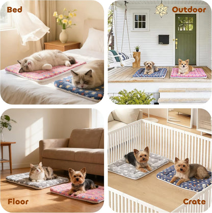 Mora Pets Cat Bed Dog Crate Pad Ultra Soft Pet Bed with Cute Star Print Washable Crate Mat for Small Dogs and Indoor Cats Reversible Fleece Dog Kennel Pad Cat Carrier Mat 14 X 17.5 Inch Grey4