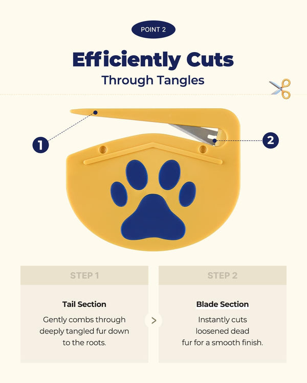 PETHROOM Easy Tangle Cutter for Dogs & Cats, Professional Dematting Tool | Cat Matted Fur Remover with Steel Blade, Safe & Gentle Pet Grooming Comb for Long & Medium Coats5