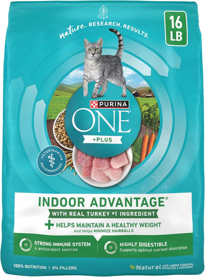 Purina ONE Natural, Low Fat, Weight Control, Indoor Dry Cat Food, +Plus Indoor Advantage - 16 Lb. Bag1