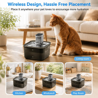 Wireless Cat Water Fountain, 118Oz/3.5L Battery-Operated Pet Fountain | 3 Smart Modes,4000Mah Large Capacity Rechargeable Battery Operated Cat Water Dispenser Ultra Quiet Bpa-Free, 1 Filter9
