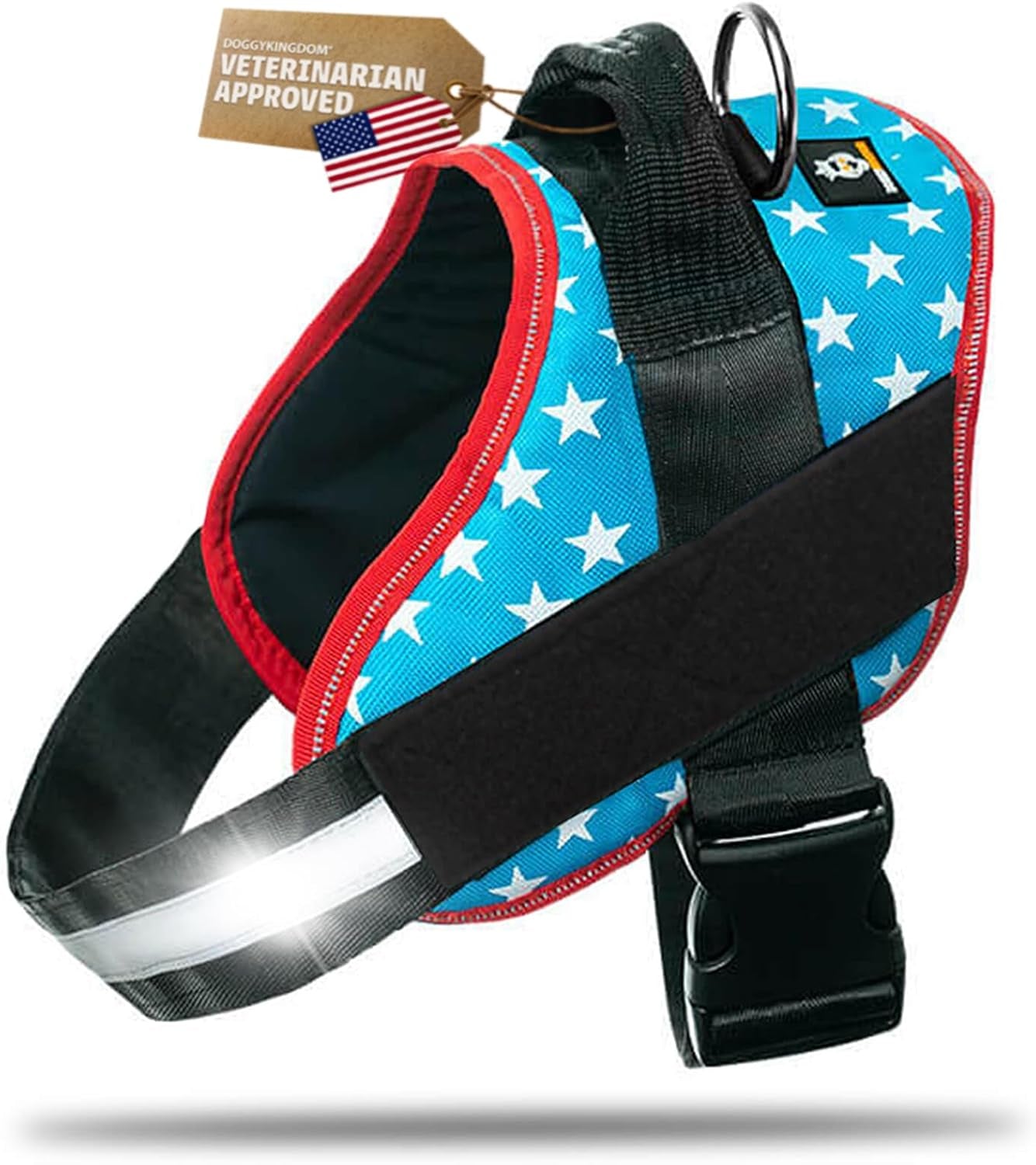 doggykingdom-no-choke-dog-harness-with-handle-and-patch-panels-adjustable-reflective-dog-vest-for-small-sized-dog-blue-s