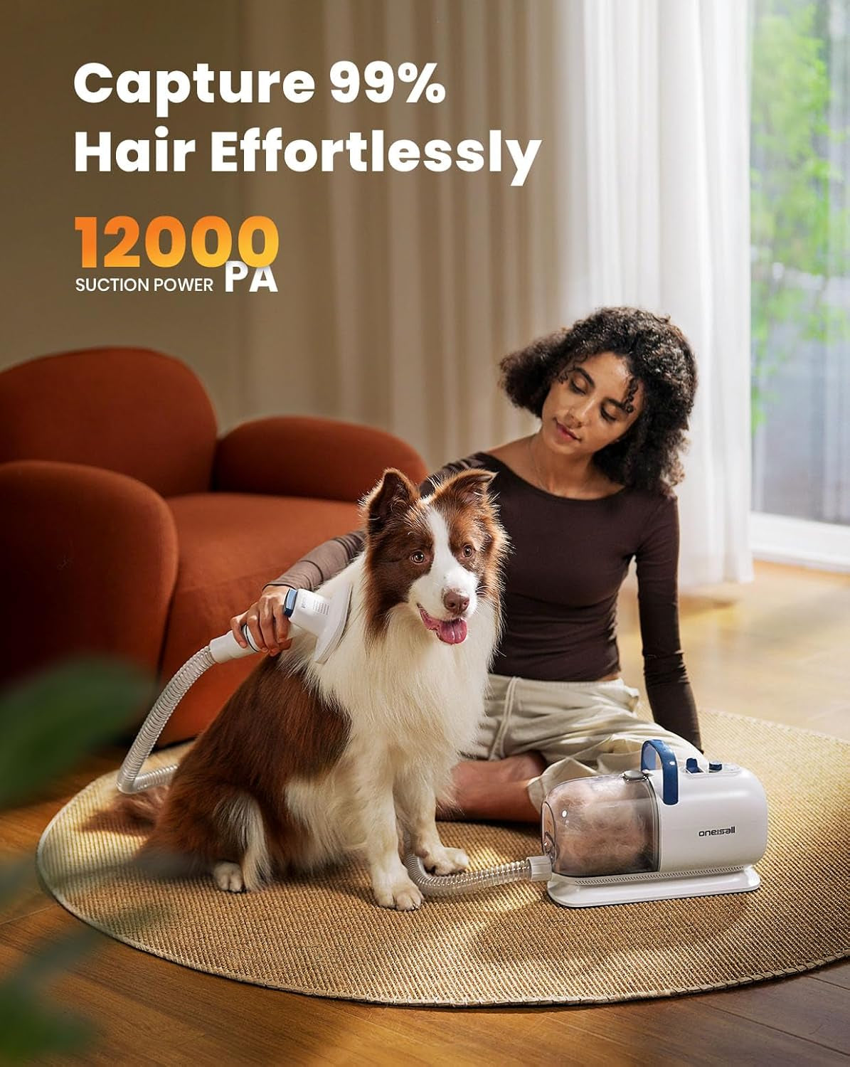 oneisall-8-in-1-dog-grooming-vacuum-dryer-for-shedding-drying-trimming-vacuum-blower-metal-blade-pet-clippers-adjustable-7-temp-3-air-levels-all-in-one-dog-grooming-kit-storage-bag