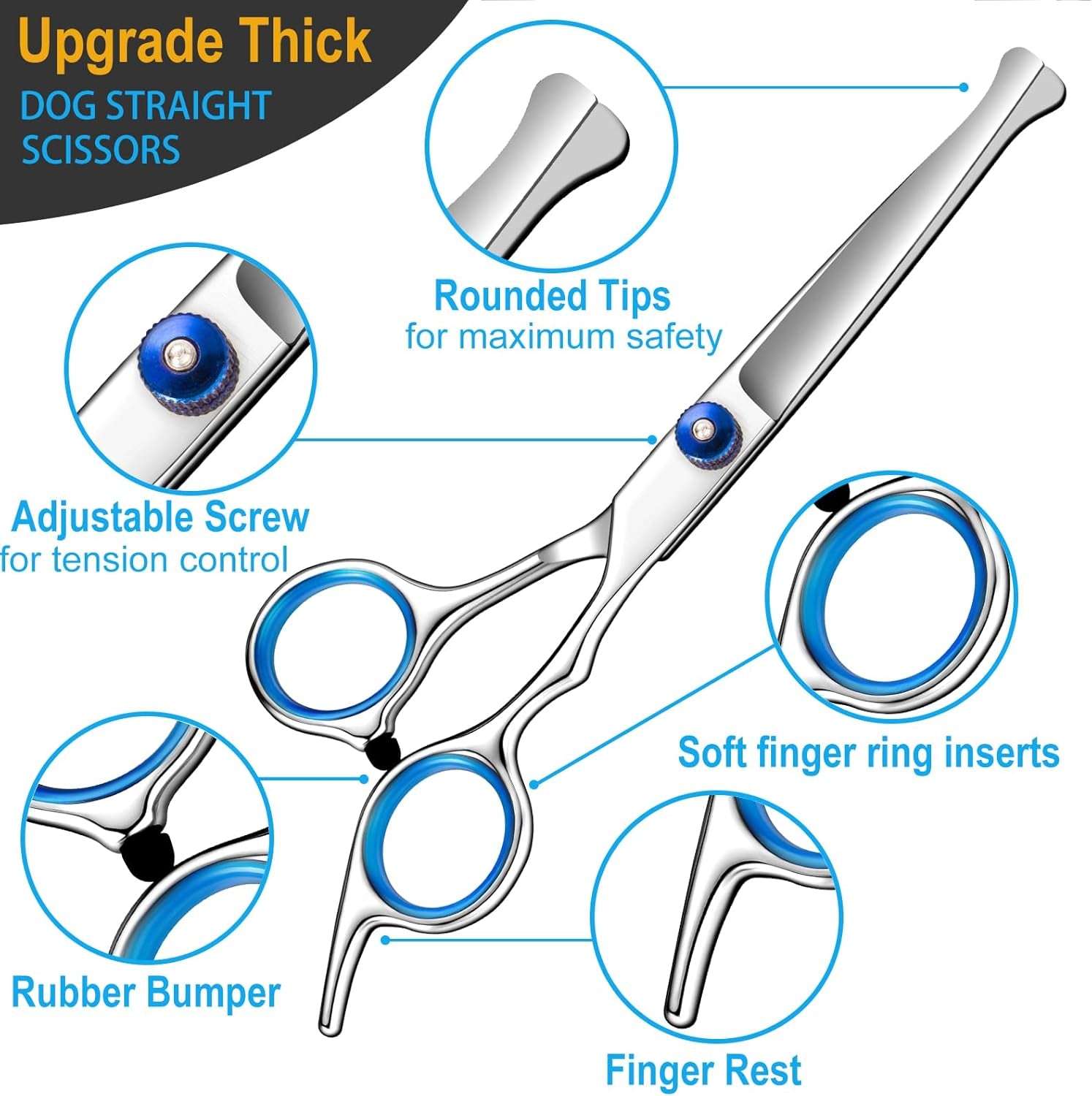 5-in-1-upgraded-thicken-dog-grooming-scissors-professional-dog-scissors-for-grooming-with-safety-round-tips-lengnoyp-stainless-steel-thinning-shears-pet-cat-shears-for-grooming-kit