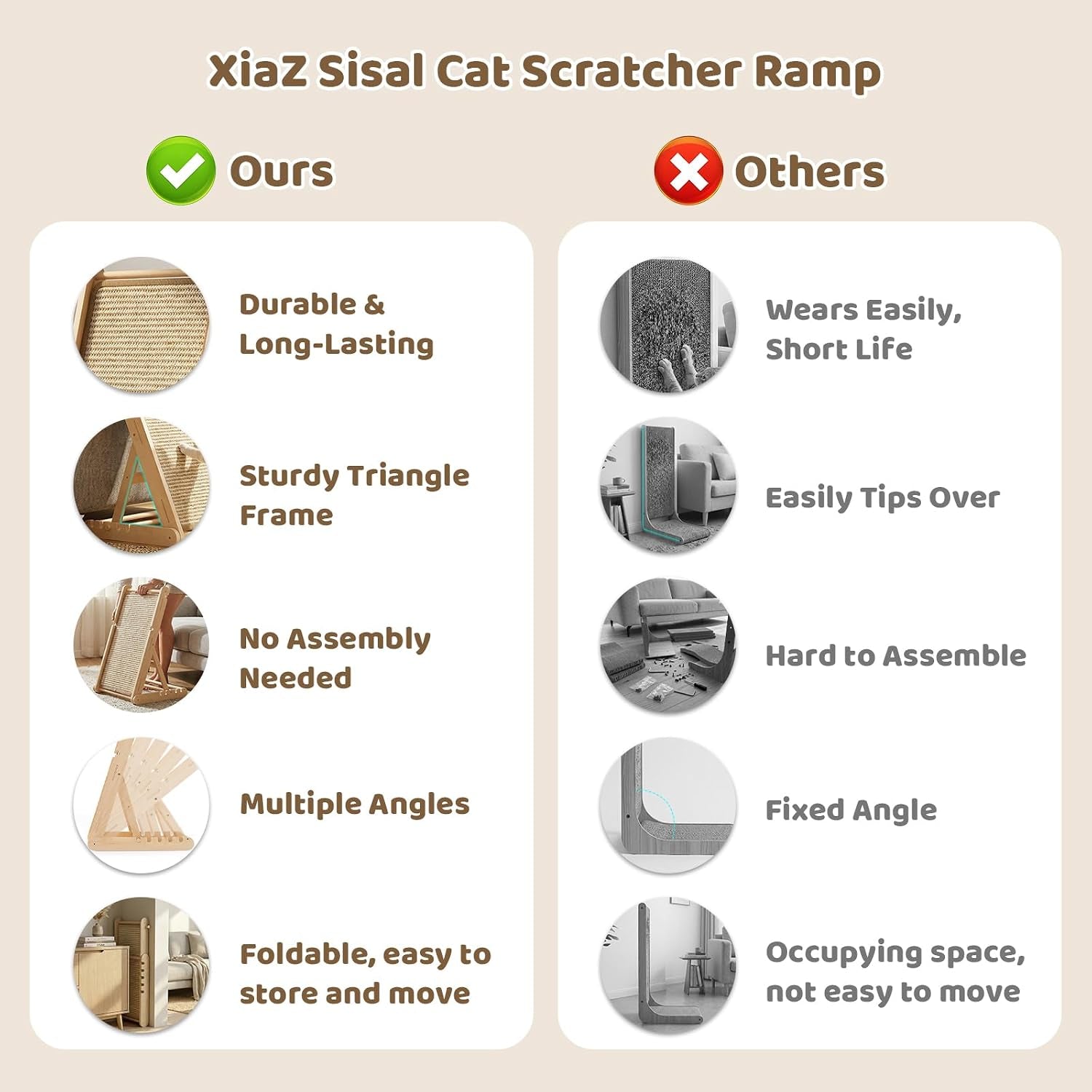 xiaz-cat-scratcher-23-sisal-cats-scratching-board-with-5-adjustable-heights-no-assembly-required-foldable-cat-scratchers-for-indoor-cats-and-kittens-ready-to-use