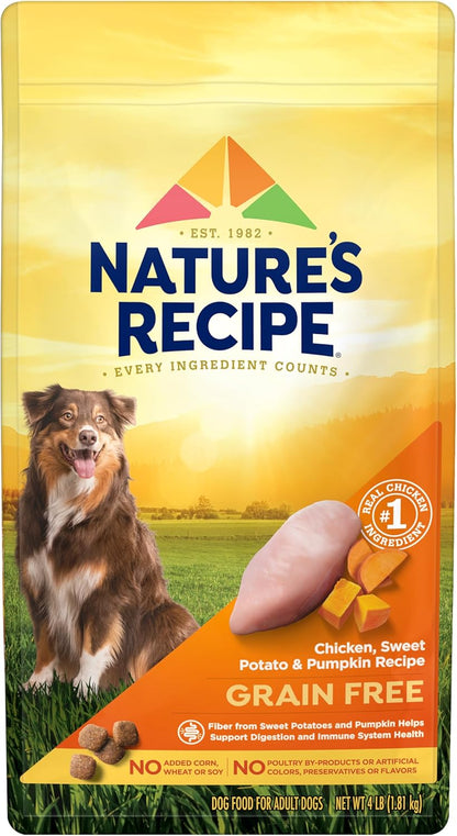 Nature’S Recipe Grain Free Chicken, Sweet Potato & Pumpkin Recipe Dry Dog Food, 24 Lb. Bag12