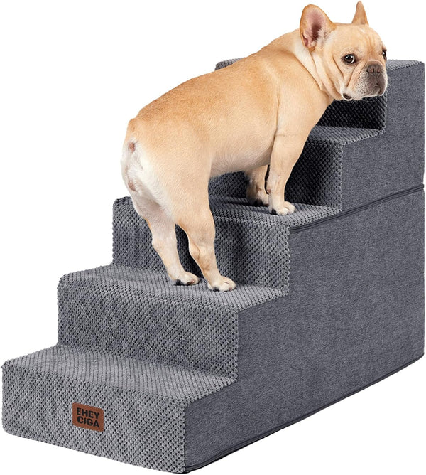 EHEYCIGA Dog Stairs for Bed 18" H, Dog 4-Steps for High Bed, Olive Green | Pet Steps for Small Dogs and Cats, Non-Slip Balanced Pet Ramp Indoor49