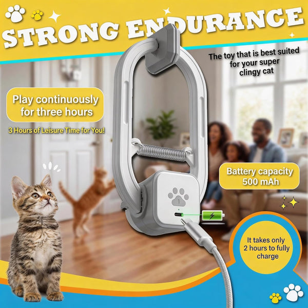 Interactive Cat Toy, Electric Cat Teaser, Door Clip, 2 Motion Modes,Gray | 360° Rotation • Random Jumping • Type-C Rechargeable • Door Clip Design • for Indoor Cats5