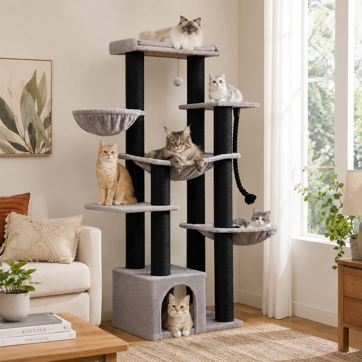 muttros-mushroom-cat-tree-tower-with-removable-scratcher-large-hammock-condo-perch-3-sisal-posts-multi-level-cat-tree-for-indoor-cats-cute-cat-tower-for-small-space-homes