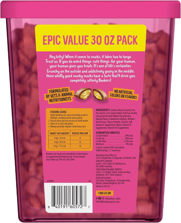 Bonkers Bites Paw Lickin Grain-Free Chicken Crunchy Cat Treats, 30 Oz Tub2