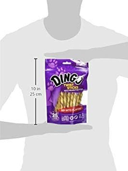 Dingo Twist Sticks Rawhide Dog Treat with Peanut Butter, 25 Count | Long-Lasting Rawhide with Real Chicken & Peanut Butter, Natural Chewing Action Promotes Clean Teeth, for Adult Dogs3