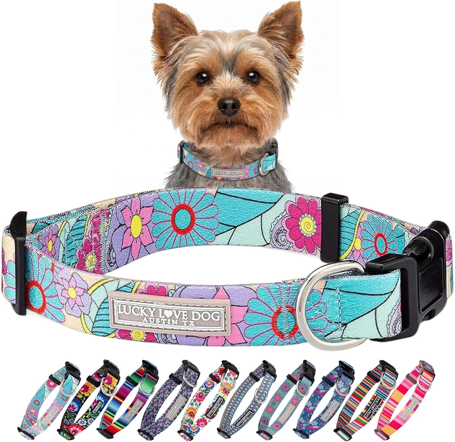 lucky-love-dog-easy-click-buckle-dog-collar-with-leash-set-combo-durable-comfortable-for-male-female-dogs-pet-collar-for-medium-dogs-secure-fit-blackbird-combo-medium