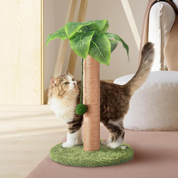 Meowoou Cat Scratching Post 33 Inch Tall Cat Scratcher for Indoor Cats Adults,Small Cat Tree Tower Sisal Rope Kitten Scratch with Interactive Hanging Ball12