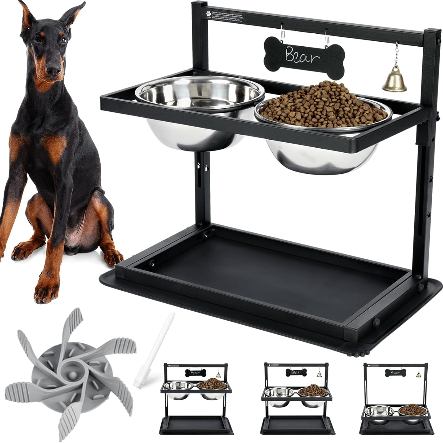 elevated-dog-bowls-with-slow-feeder-for-large-dogs-adjustable-raised-stand-with-2-stainless-steel-bowls-spill-proof-mat-non-slip-dog-feeder-for-large-medium-dogs-black