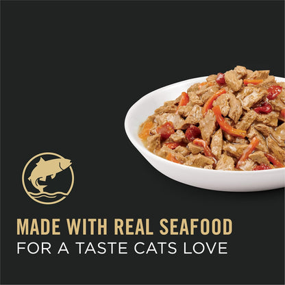 Purina Pro Plan Gravy Wet Cat Food, Complete Essentials Seafood Stew Entree in Sauce - (Pack of 24) 3 Oz. Pull-Top Cans2