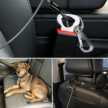 2Pcs Dog Car Seat Belt, Chew Proof Pet Safety Belt for Dogs, 2-In-1 Heavy Duty Dog Car Seatbelt Restraint, Waterproof Steel Wire Dog Leash (Black*2, 24Inch/60Cm)7