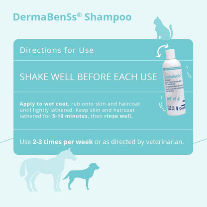 Dermabenss® Shampoo for Dogs, Cats and Horses, 12 Fl Oz | Gentle, Soap-Free, Antiseboerrhetic, Antimicrobial; 2.5% Benzoyl Peroxide, USP; 1% Salicylic Acid; Packaging May Vary3