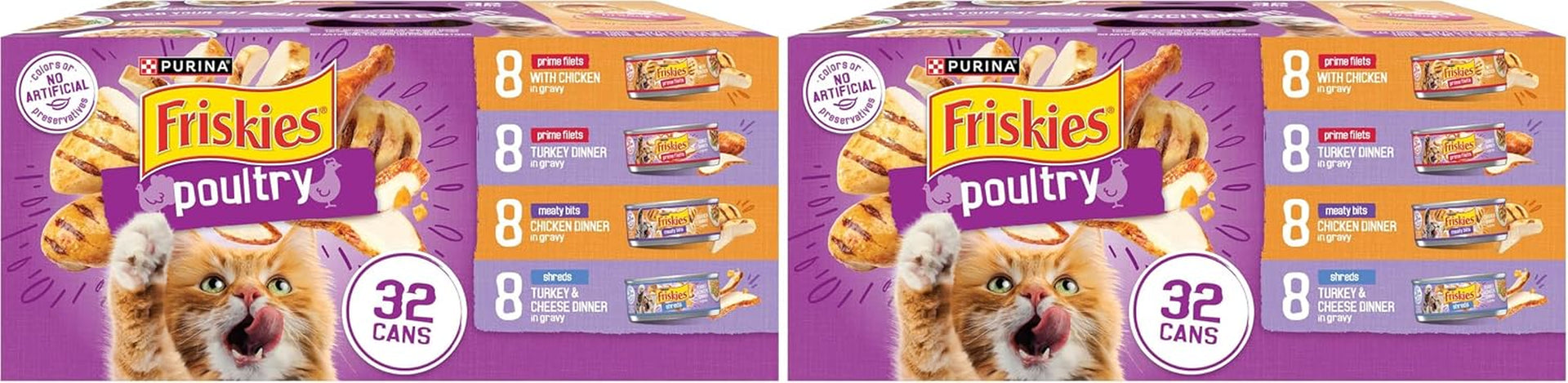 purina-friskies-gravy-wet-cat-food-variety-pack-poultry-shreds-meaty-bits-and-prime-filets-pack-of-32-5-5-oz-cans