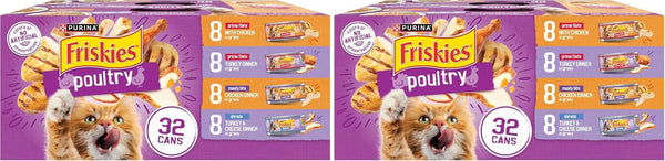 Purina Friskies Gravy Wet Cat Food Variety Pack, Poultry Shreds, Meaty Bits and Prime Filets - (Pack of 32) 5.5 Oz. Cans12