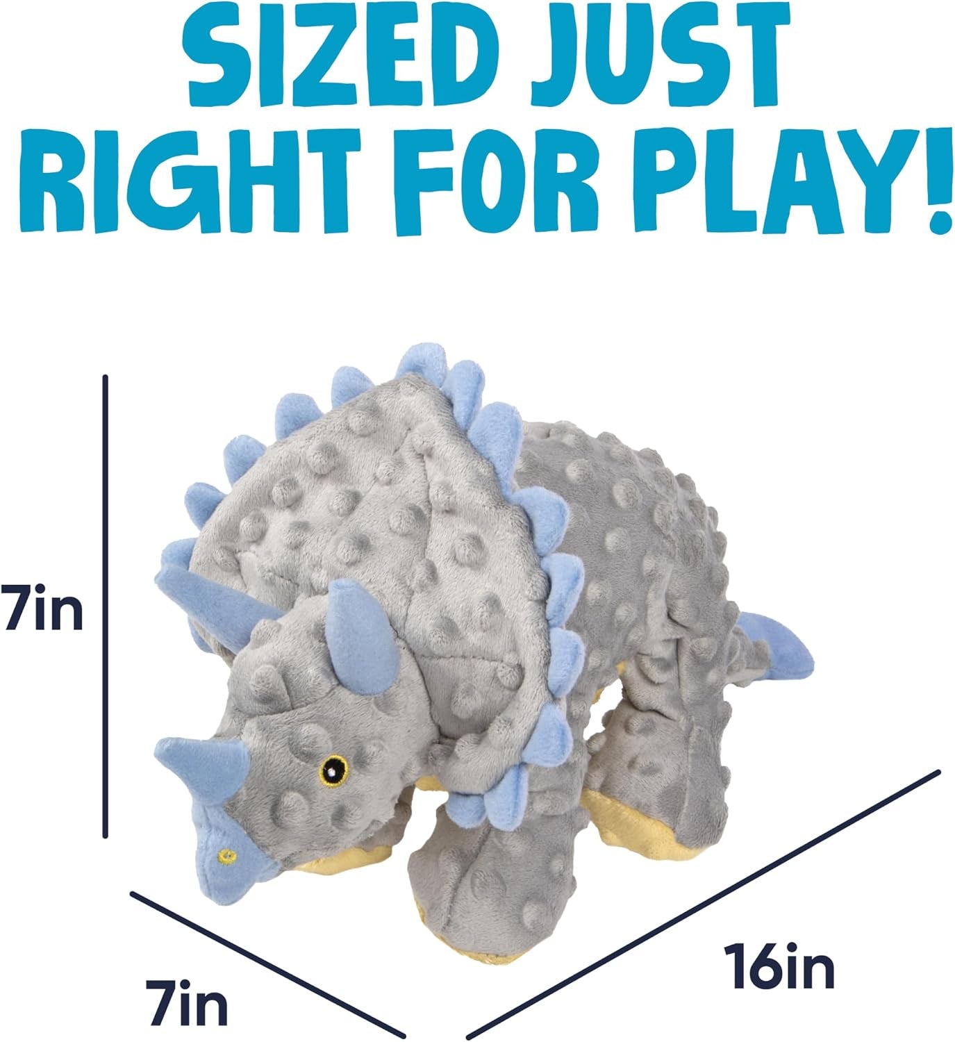 godog-dinos-frills-squeaky-plush-dog-toy-with-chew-guard-technology-durable-fabric-squeaker-for-active-play-gray-large