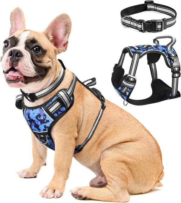 Dog Harness No Pull, Pet Harnesses with Dog Collar, Adjustable Reflective Oxford Outdoor Vest, Front/Back Leash Clips for Small, Medium, Large, Extra Large Dogs, Easy Control Handle for Walking30