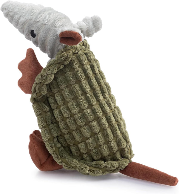Hollypet Plush Dog Squeaky Toy Stuffed Armadillo Animal Pet Puppy Chew Toys with Clean Teeth for Small Medium Large All Breed Sizes Dogs, Gray, 8 In53