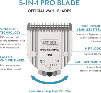WAHL Professional Animal 5-In-1 Adjustable Blade Arco, Bravura, Chromado, Creativa, Figura, and Motion Pet, Dog, and Horse Clippers - Fine (2179-301)2