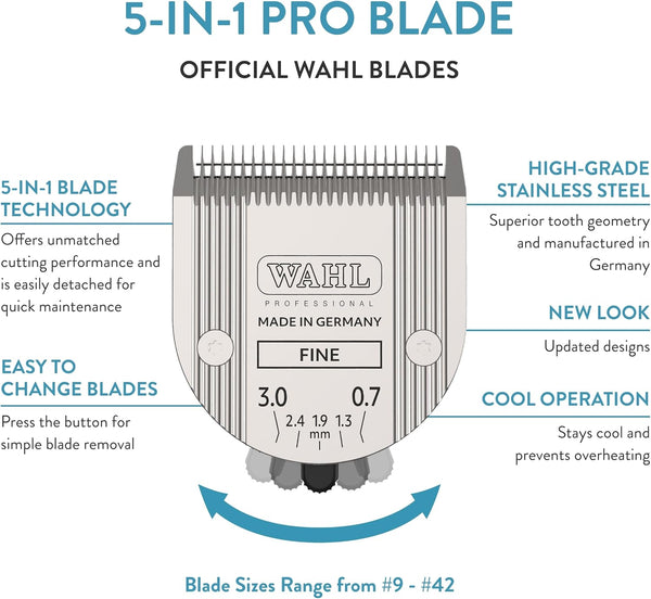 WAHL Professional Animal 5-In-1 Adjustable Blade Arco, Bravura, Chromado, Creativa, Figura, and Motion Pet, Dog, and Horse Clippers - Fine (2179-301)2