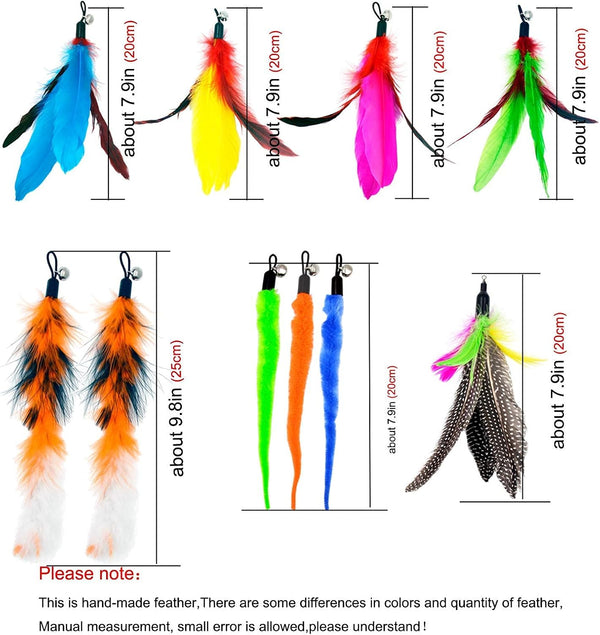 Cat Feather Toys Refills, 10 Pieces Worms Feathers Refills, Cat Wand Replacement Feathers Toy for Indoor Cats5