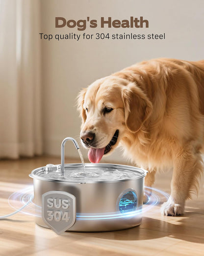 Dog Water Fountain for Large Dogs: Stainless Steel Dog Fountain Water Bowl - 3.2Gal/406Oz/12L Super Quiet Big Cat Water Fountain with Visual Water Level -Great for Large Dogs Cats and Multi-Pet Home2