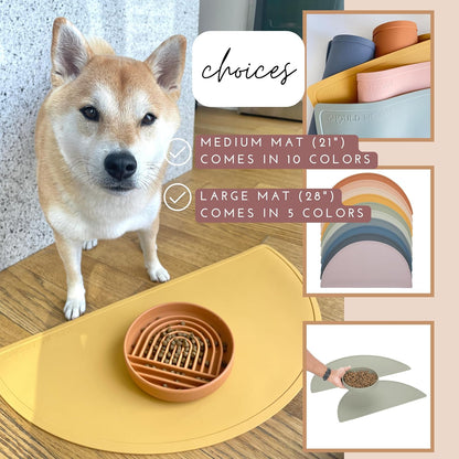 Should We Go? Waterproof Silicone Dog Food Mat – Large Size Non-Slip Pet Bowl Mat, Raised Edge Design, Easy-To-Clean Pet Food Placemat for Dog & Cat Bowls, 28" across X 14" Deep - Ocean Blue5