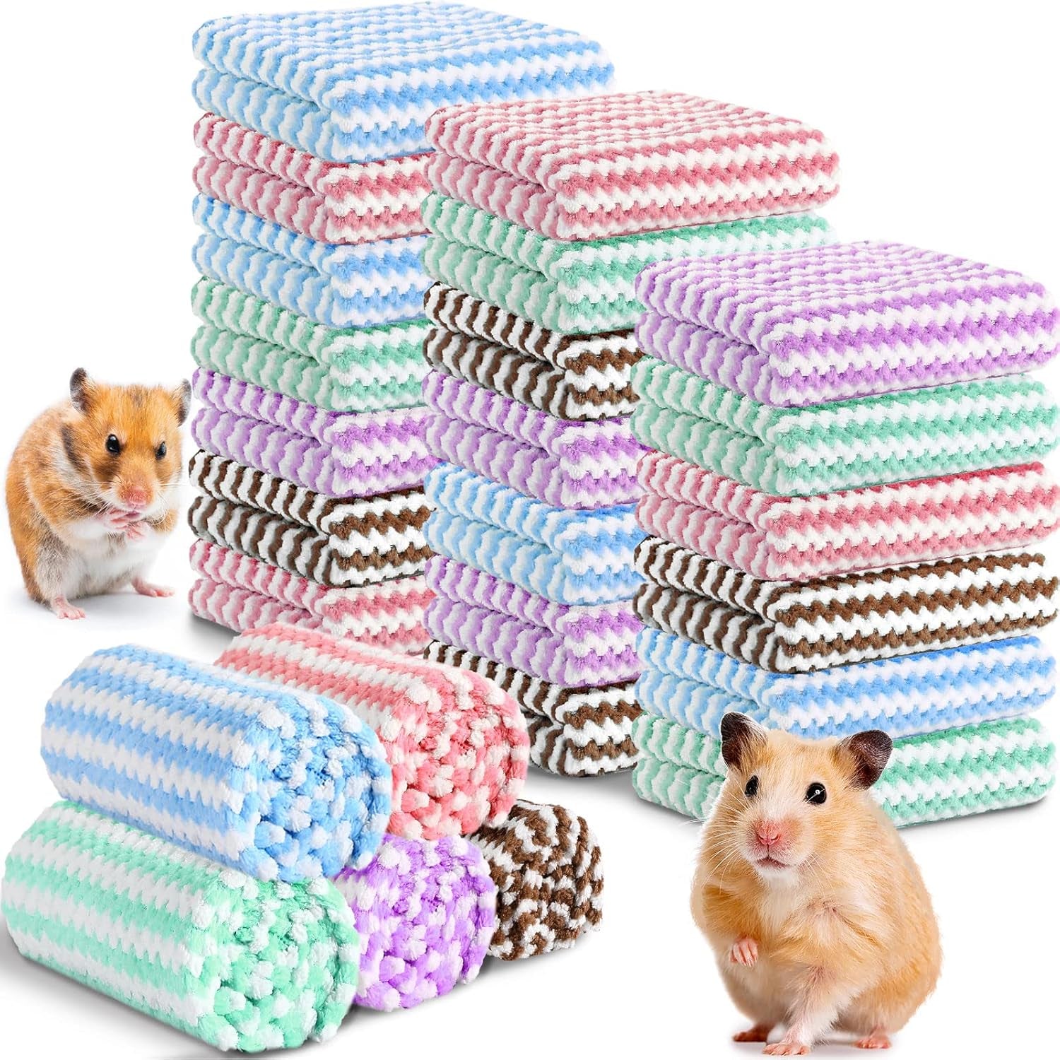 moukeren-20pcs-guinea-pig-fleece-bedding-blankets-bulk-washable-small-animal-fleece-cage-liners-pet-wash-cloth-sleeping-mat-cover-for-hamster-chinchilla-rabbit-hedgehogmulticolor-12-x-12-inch