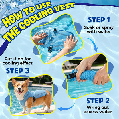 Dog Cooling Vest, Evaporative Cooling Dog Jacket with UV Protection, Lightweight Breathable Mesh Dog Cooling Shirt, Summer Heat Relief Gear with Adjustable Buckles for Hot Weather Walking & Hiking3