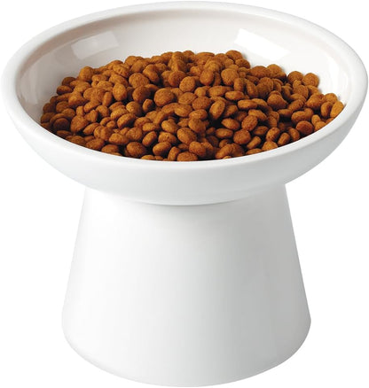 Loejan Elevated Cat Food and Water Bowls Set, Extra Wide and Raised Ceramic Bowls, Anti-Vomit Whisker-Free Pressure Cat Feeder for Kittens to Adult Cats and Small Dogs (White, Water Bowl)8