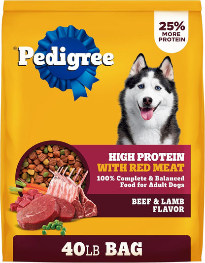 Pedigree High Protein Adult Dry Dog Food, Beef and Lamb, 18 Lb | Real Red Meat, 25% More Protein, 36 Vitamins & Minerals, Prebiotic Fiber, Omega 6 & Zinc, 100% Complete & Balanced11