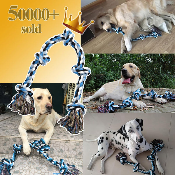 LECHONG Dog Toys for Aggressive Chewers Tough Rope Chew Toys for Large and Medium Dog 3 Feet 5 Knots Indestructible Cotton Rope for Large Breed Dog Tug of War Dog Toy Teeth Cleaning7
