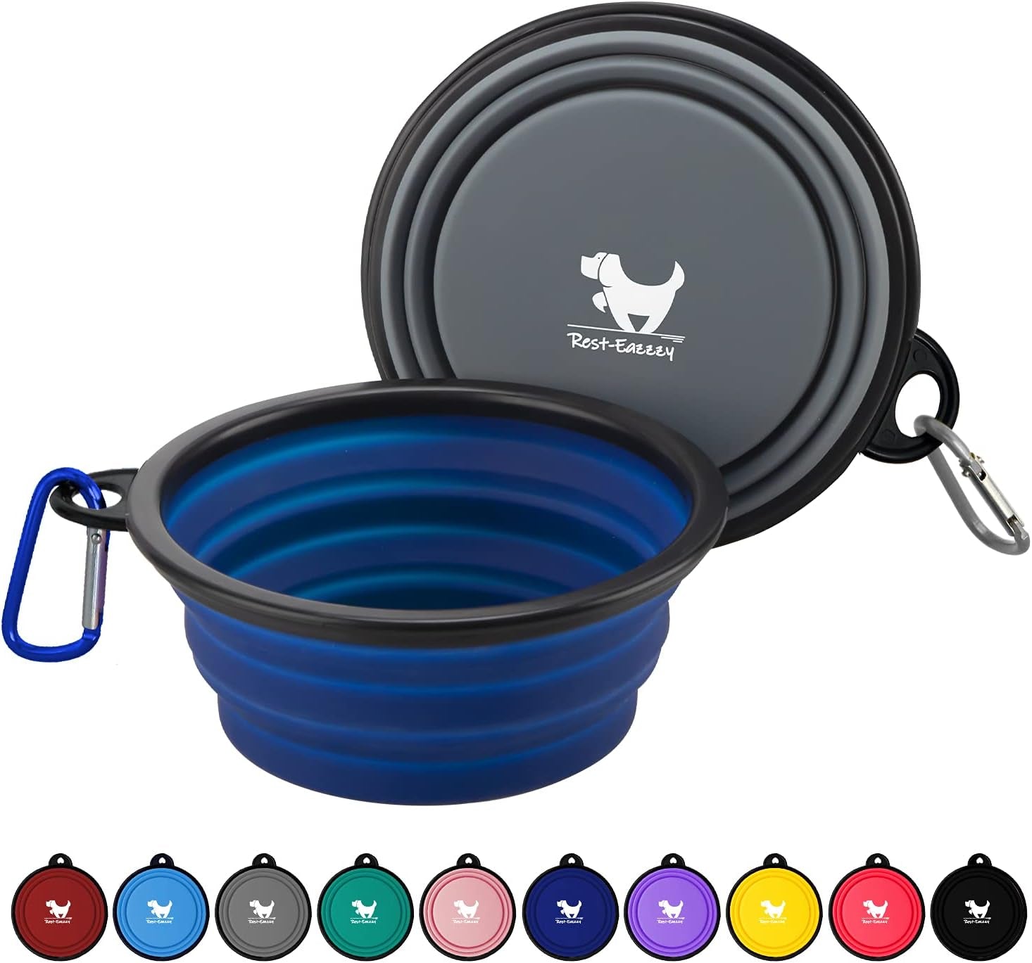 collapsible-dog-bowls-for-travel-2-pack-dog-portable-water-bowl-for-dogs-cats-pet-foldable-feeding-watering-dish-for-traveling-camping-with-carabiners-bpa-free-grey-black-small-pack-of-2