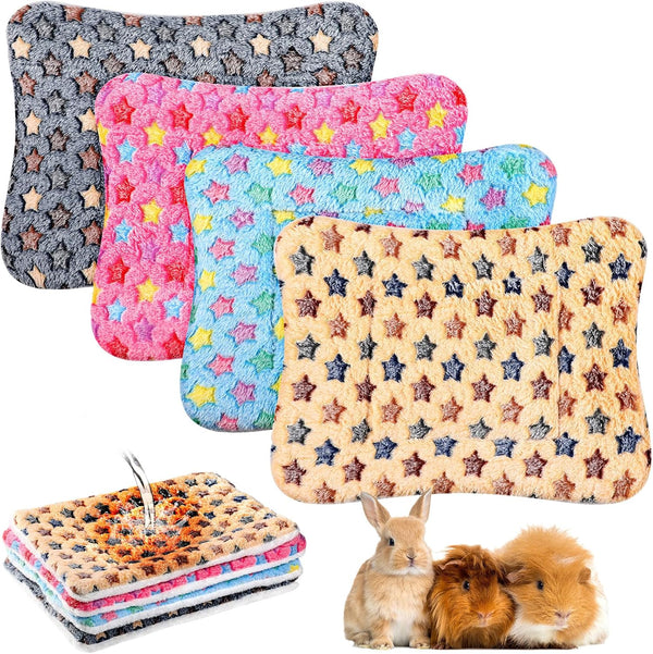 Haull 4 Pcs Waterproof Guinea Pig Bedding Soft Dog Cat Bed Crate Mat Small Animal Plush Cage Liners Rabbit Bunny Kennel Pad Reversible Cozy Pee Thickened Hamster Pad(Tie Dyed,13 X 10 Inch)12