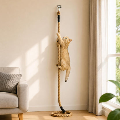 1.38" X 6.56Ft Cat Climbing Rope for Ceiling & Wall Mounted,Cat Climbing Sisal Rope Furniture Pole Scratching Post for Indoor and Outdoor Cats Scratching Playing8