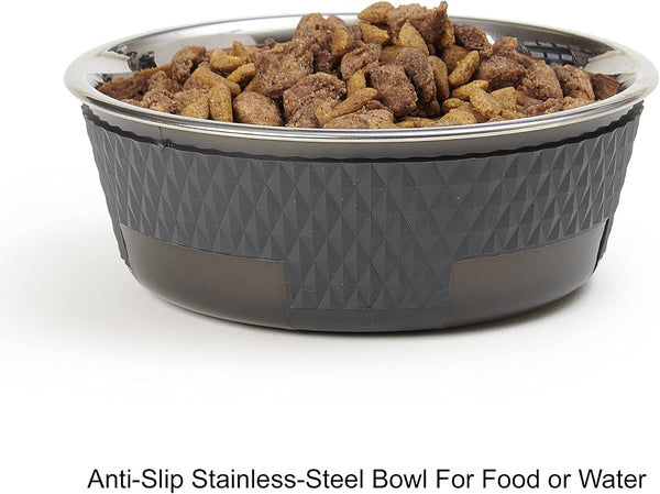 Petrageous 16019 Kona Stainless Steel Non-Slip Dishwasher-Safe Dog Bowl 3.75-Cup 6.75-Inch Diameter 2.5-Inch Tall for Medium and Large Dogs and Cats 30-Ounce, Grey3