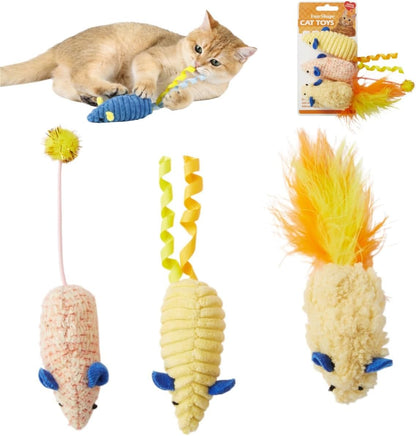 Catnip Toys (3 Pack), Cat Mouse Toys for Indoor Play, Small Interactive Cat Toys for Indoor Cats, Perfect for Single or Multi-Cat Households (Blue)10