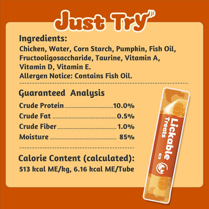 Just Try Pumpkin Lickable Cat Treats with Taurine, 20 Tubes | Soft Texture Supports Healthy Digestion and Gut Health. Ideal for Indoor and Senior Cats Daily Treat Time5