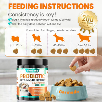 Probiotics for Dogs, Gut Health for Digestive Enzymes, 200 Chews | All Natural Probiotic Blend to Support Yeast, Itchy Skin and Itchy Ears, Allergies, Immunity, Diarrhea & Gas Relief, Chicken6